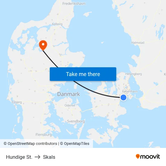 Hundige St. to Skals map