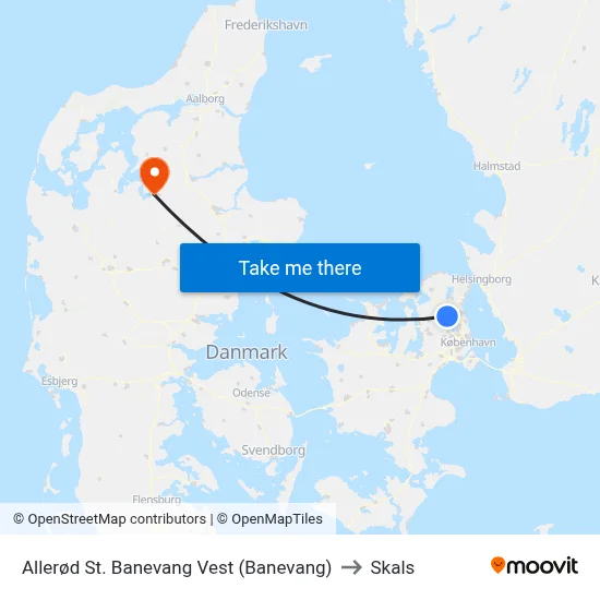 Allerød St. Banevang Vest (Banevang) to Skals map