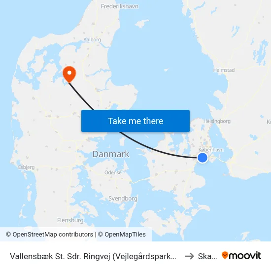 Vallensbæk St. Sdr. Ringvej (Vejlegårdsparken) to Skals map