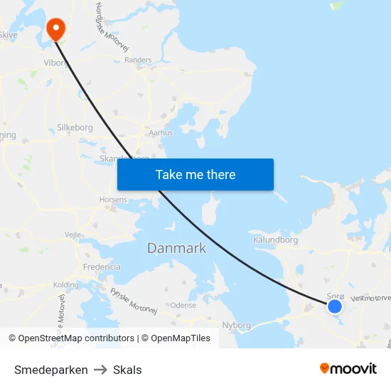 Smedeparken to Skals map