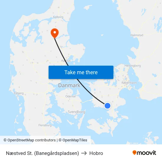 Næstved St. (Banegårdspladsen) to Hobro map