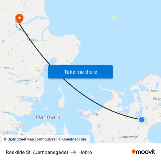 Roskilde St. (Jernbanegade) to Hobro map