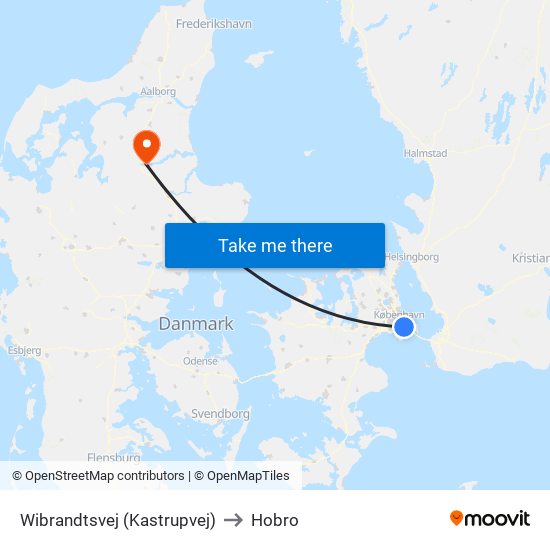 Wibrandtsvej (Kastrupvej) to Hobro map