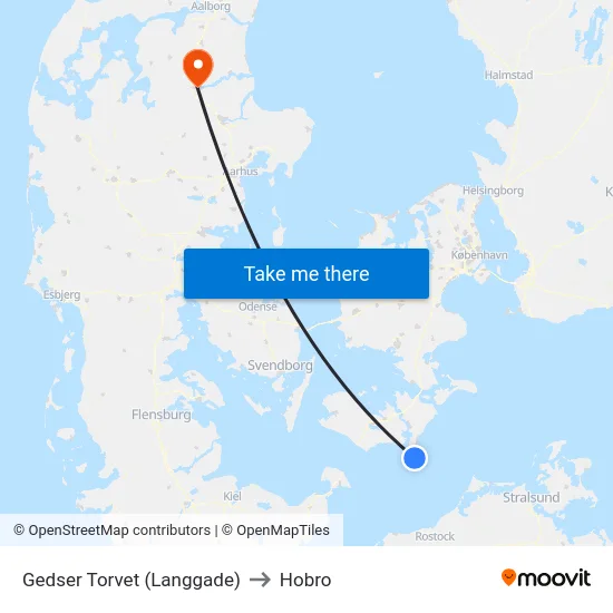 Gedser Torvet (Langgade) to Hobro map