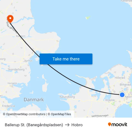 Ballerup St. (Banegårdspladsen) to Hobro map