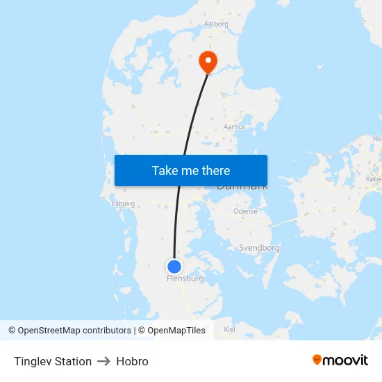 Tinglev Station to Hobro map