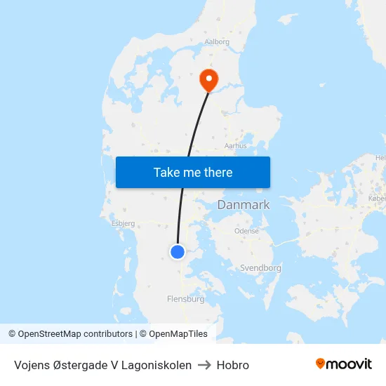 Vojens Østergade V Lagoniskolen to Hobro map