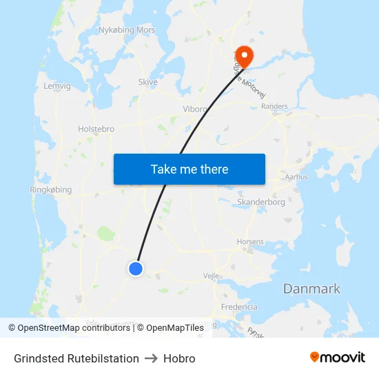 Grindsted Rutebilstation to Hobro map
