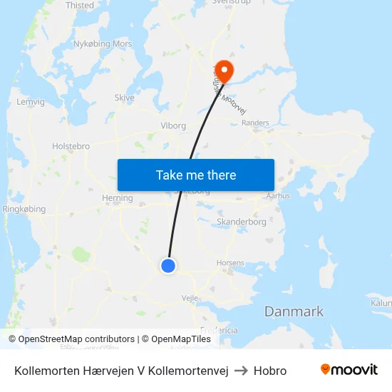 Kollemorten Hærvejen V Kollemortenvej to Hobro map
