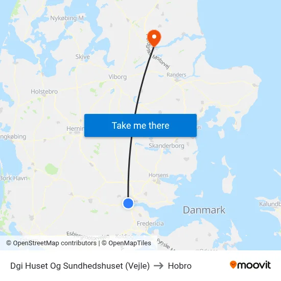 Dgi Huset Og Sundhedshuset (Vejle) to Hobro map