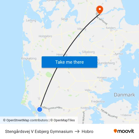 Stengårdsvej V Esbjerg Gymnasium to Hobro map