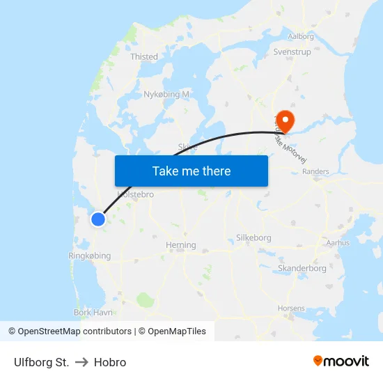 Ulfborg St. to Hobro map