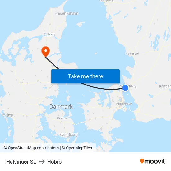 Helsingør St. to Hobro map