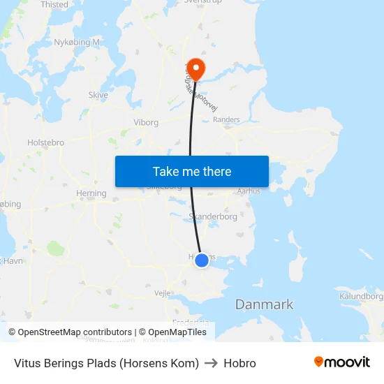 Vitus Berings Plads (Horsens Kom) to Hobro map