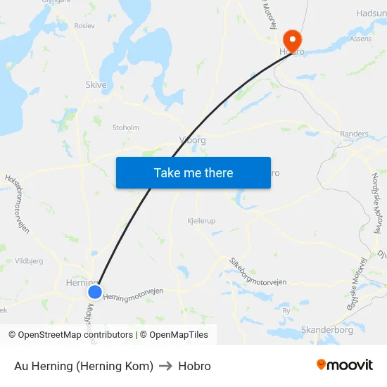 Au Herning (Herning Kom) to Hobro map