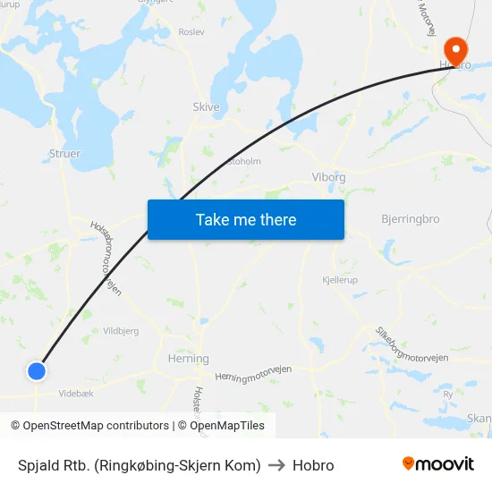 Spjald Rtb. (Ringkøbing-Skjern Kom) to Hobro map