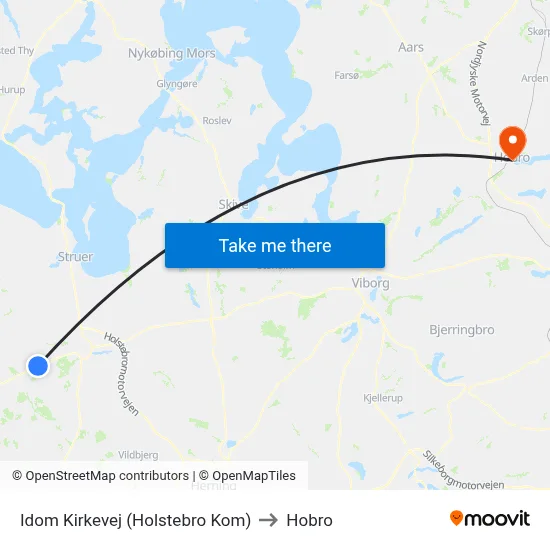 Idom Kirkevej (Holstebro Kom) to Hobro map