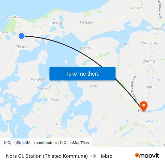 Nors Gl. Station (Thisted Kommune) to Hobro map