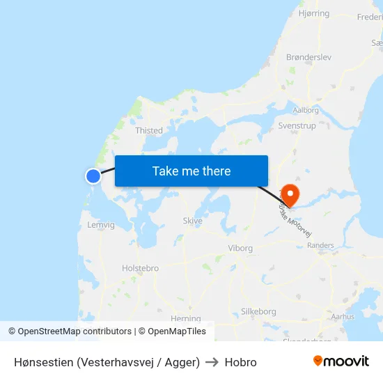 Hønsestien (Vesterhavsvej / Agger) to Hobro map