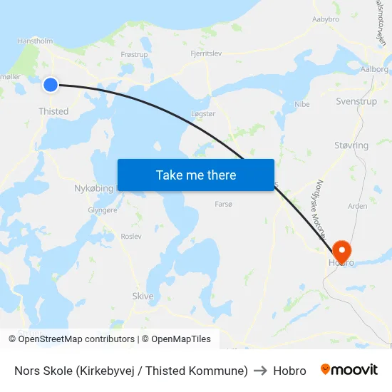 Nors Skole (Kirkebyvej / Thisted Kommune) to Hobro map
