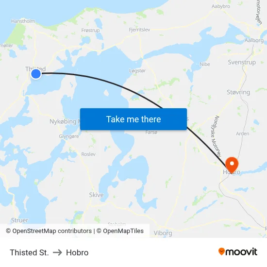 Thisted St. to Hobro map
