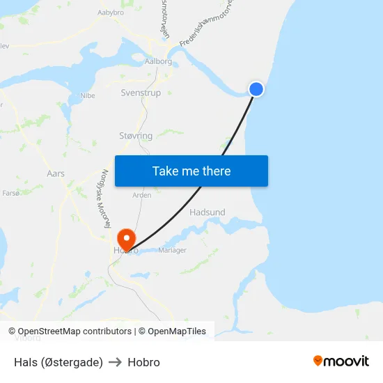 Hals (Østergade) to Hobro map