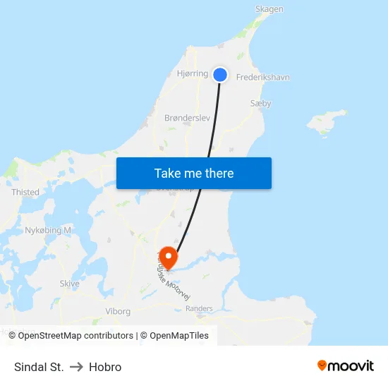 Sindal St. to Hobro map