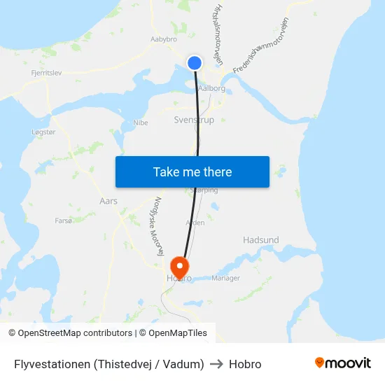 Flyvestationen (Thistedvej / Vadum) to Hobro map