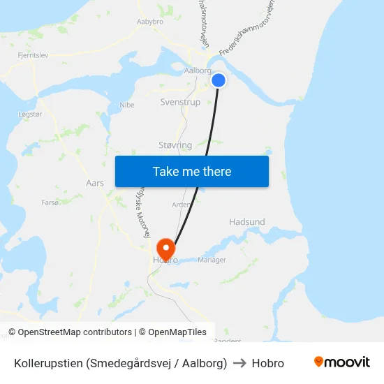 Kollerupstien (Smedegårdsvej / Aalborg) to Hobro map