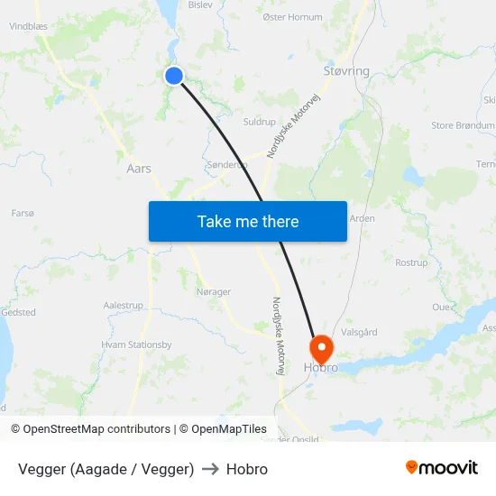 Vegger (Aagade / Vegger) to Hobro map