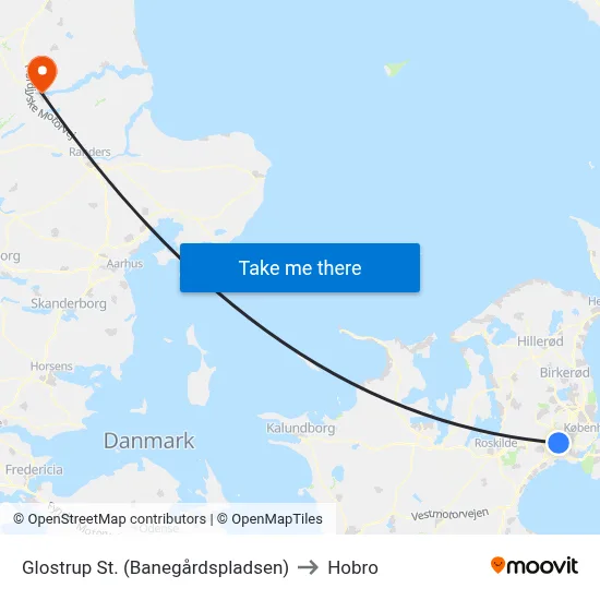 Glostrup St. (Banegårdspladsen) to Hobro map