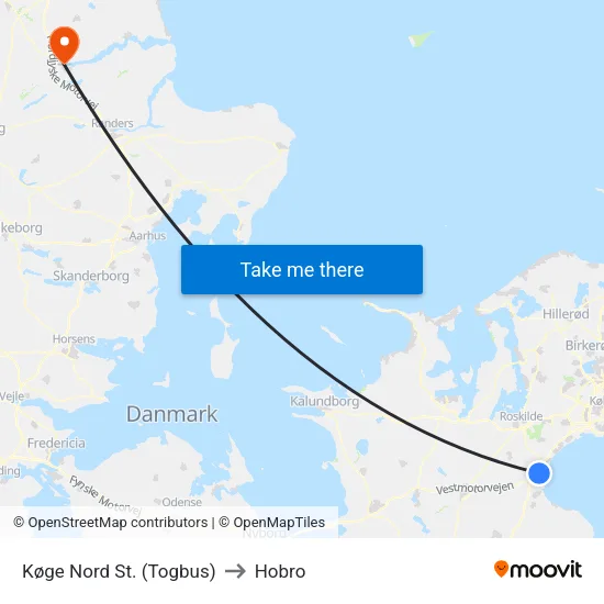 Køge Nord St. (Togbus) to Hobro map