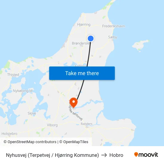 Nyhusvej (Terpetvej / Hjørring Kommune) to Hobro map