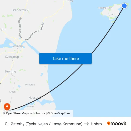 Gl. Østerby (Tyvhulvejen / Læsø Kommune) to Hobro map