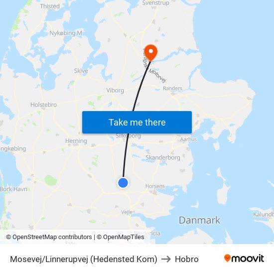 Mosevej/Linnerupvej (Hedensted Kom) to Hobro map