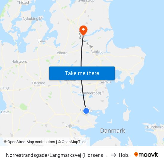 Nørrestrandsgade/Langmarksvej (Horsens Kom) to Hobro map