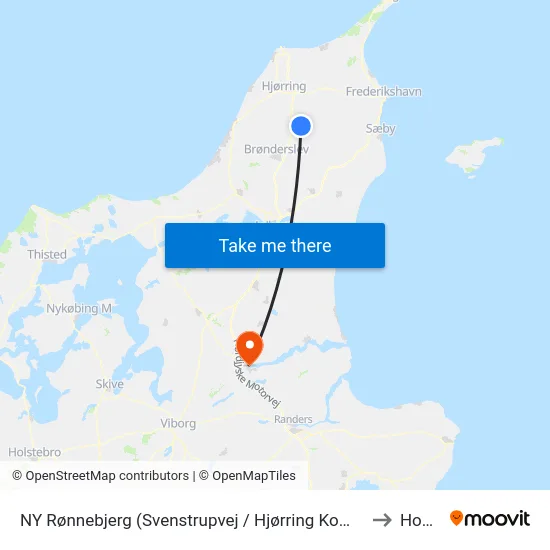 NY Rønnebjerg (Svenstrupvej / Hjørring Kommune) to Hobro map