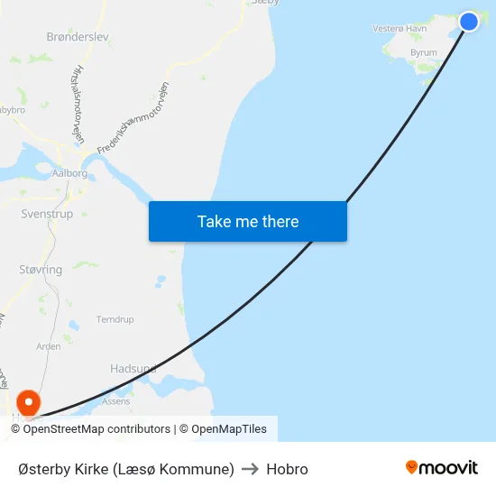 Østerby Kirke (Læsø Kommune) to Hobro map