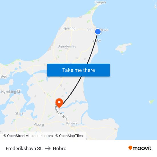Frederikshavn St. to Hobro map
