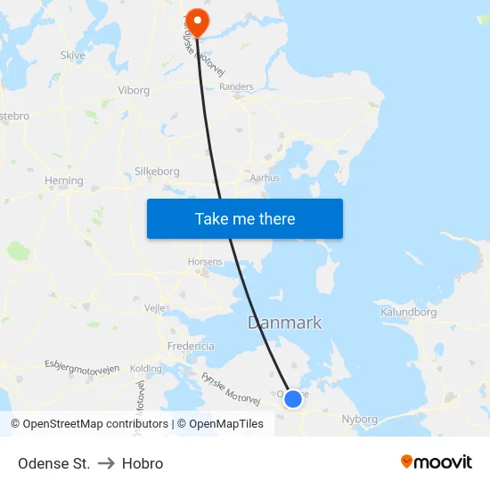 Odense St. to Hobro map