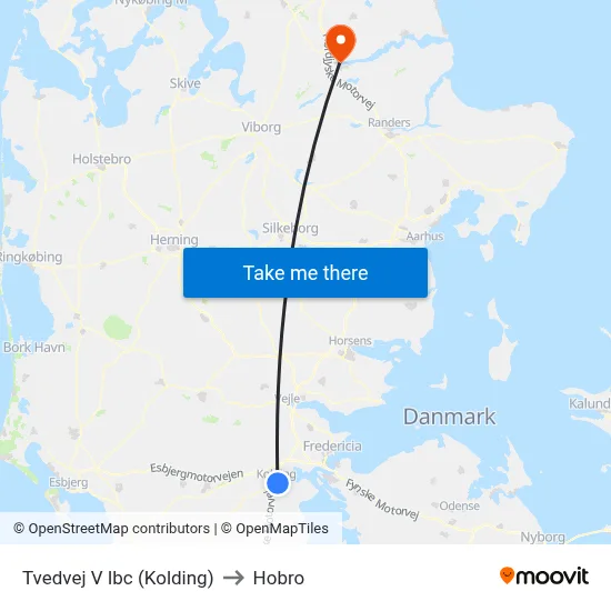 Tvedvej V Ibc (Kolding) to Hobro map
