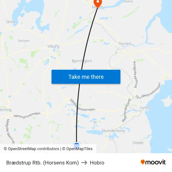 Brædstrup Rtb. (Horsens Kom) to Hobro map