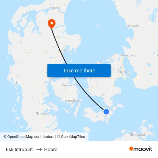 Eskilstrup St. to Hobro map