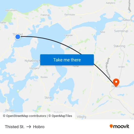 Thisted St. to Hobro map