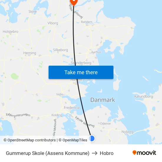 Gummerup Skole (Assens Kommune) to Hobro map