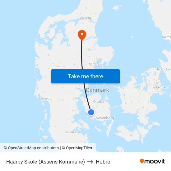 Haarby Skole (Assens Kommune) to Hobro map