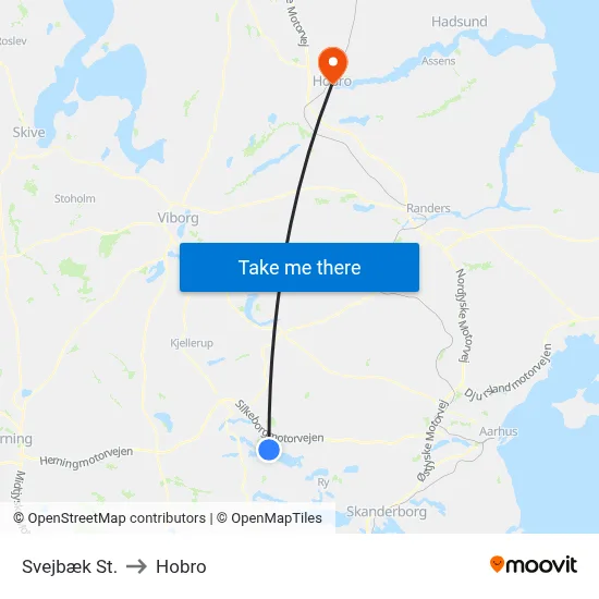 Svejbæk St. to Hobro map