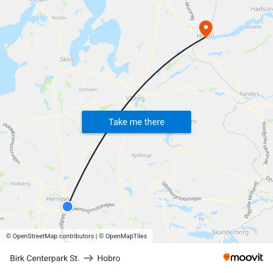 Birk Centerpark St. to Hobro map