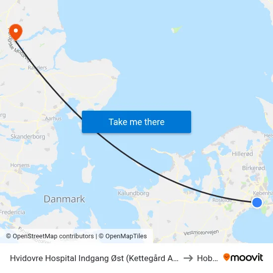 Hvidovre Hospital Indgang Øst (Kettegård Allé) to Hobro map
