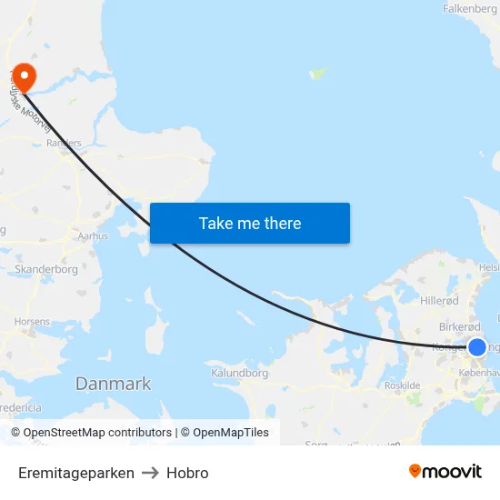 Eremitageparken to Hobro map